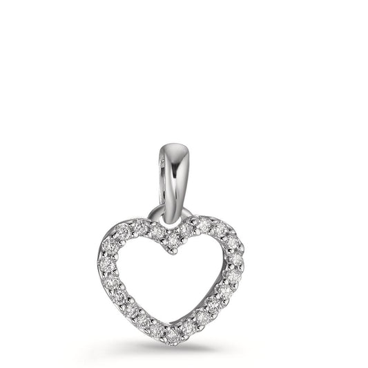 Pendant 18k White Gold Diamond 0.11 ct, 22 Stones, w-si Heart Ø10 mm