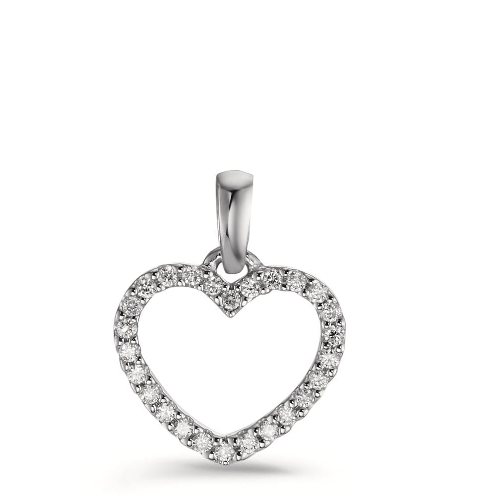 Pendant 18k White Gold Diamond 0.13 ct, 26 Stones, w-si Heart Ø11 mm