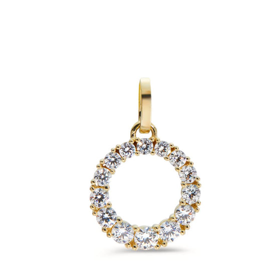 Pendant 9k Yellow Gold Zirconia 14 Stones Ø12 mm