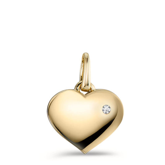 Pendant 9k Yellow Gold Diamond 0.01 ct, w-pi1 Heart Ø9.5 mm