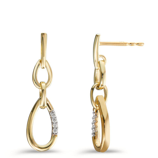 Drop Earrings 9k Yellow Gold Diamond 0.03 ct, 8 Stones, w-si Bicolor