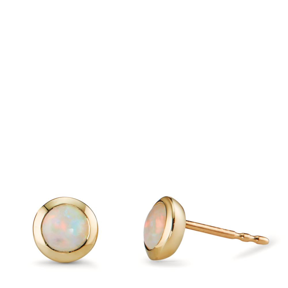 Stud earrings 9k Yellow Gold Opal 2 Stones Ø6.5 mm