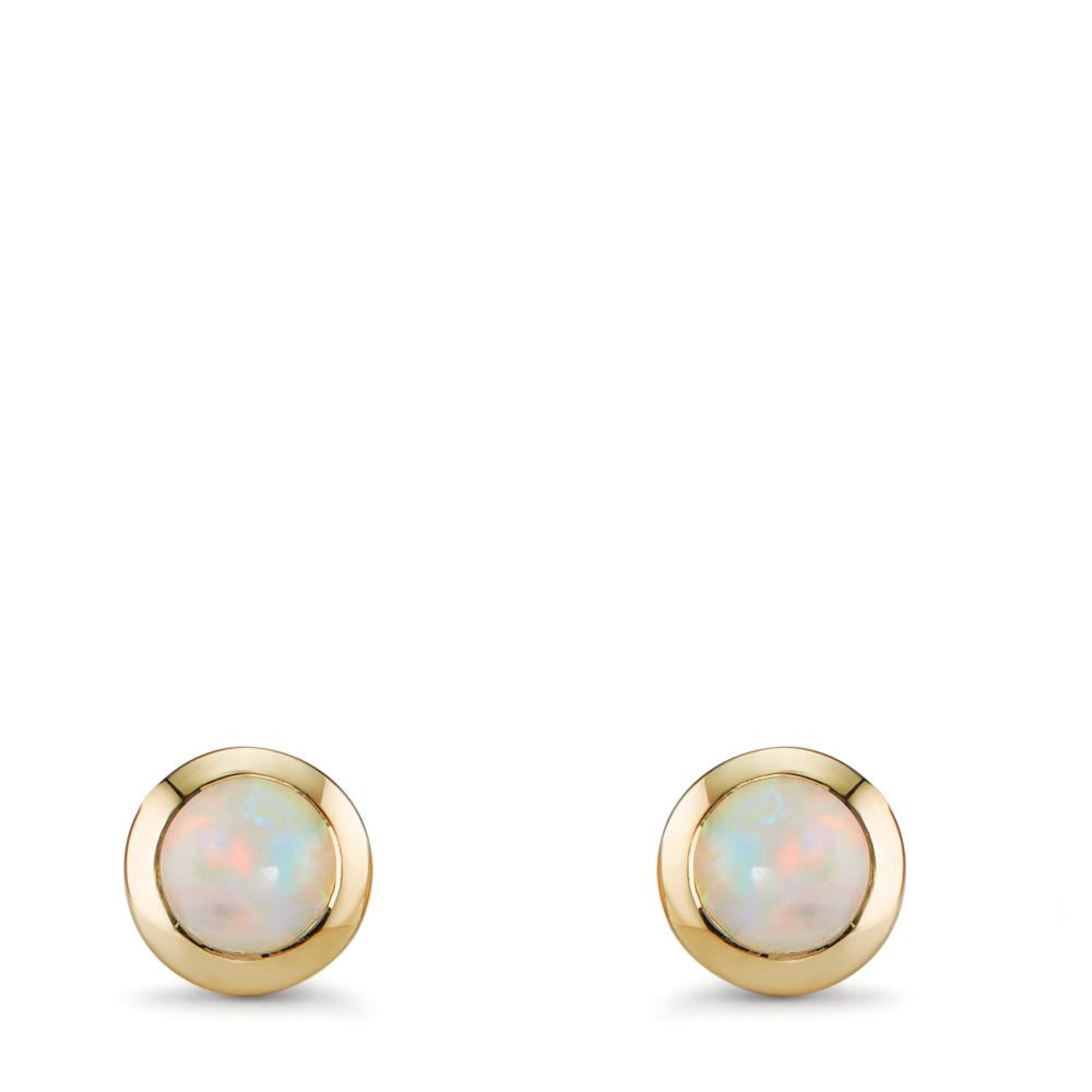 Stud earrings 9k Yellow Gold Opal 2 Stones Ø6.5 mm