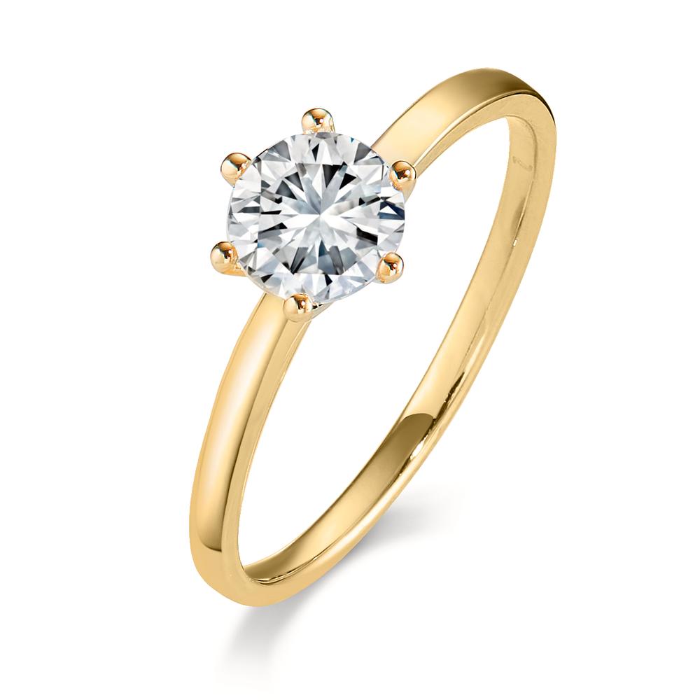 Solitaire ring 9k Yellow Gold Zirconia 6 mm