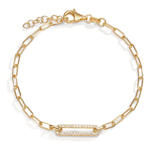 Bracelet Silver Zirconia Yellow Gold plated 18-20 cm