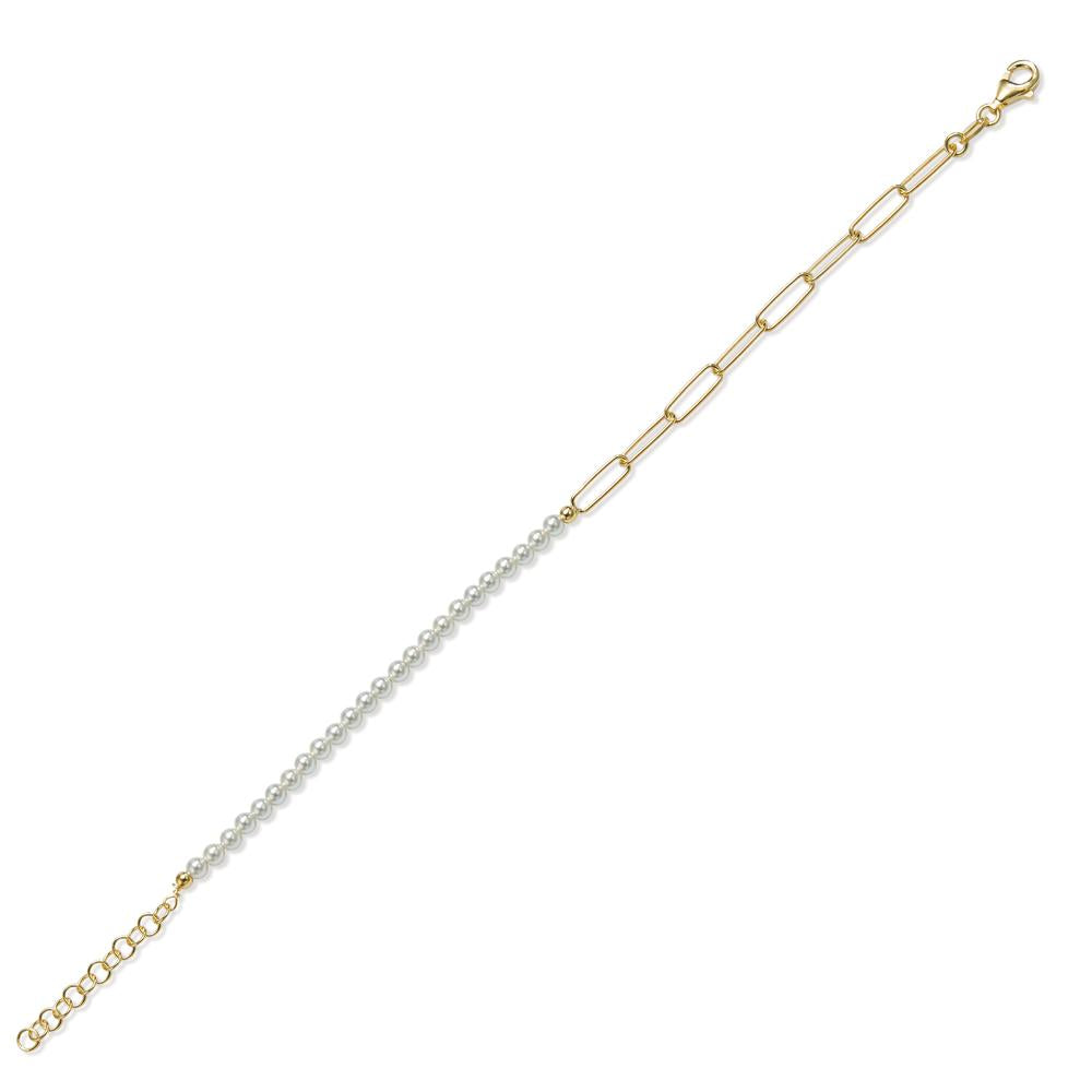 Bracelet Silver Yellow Gold plated Shining pearls 16.5-19.5 cm