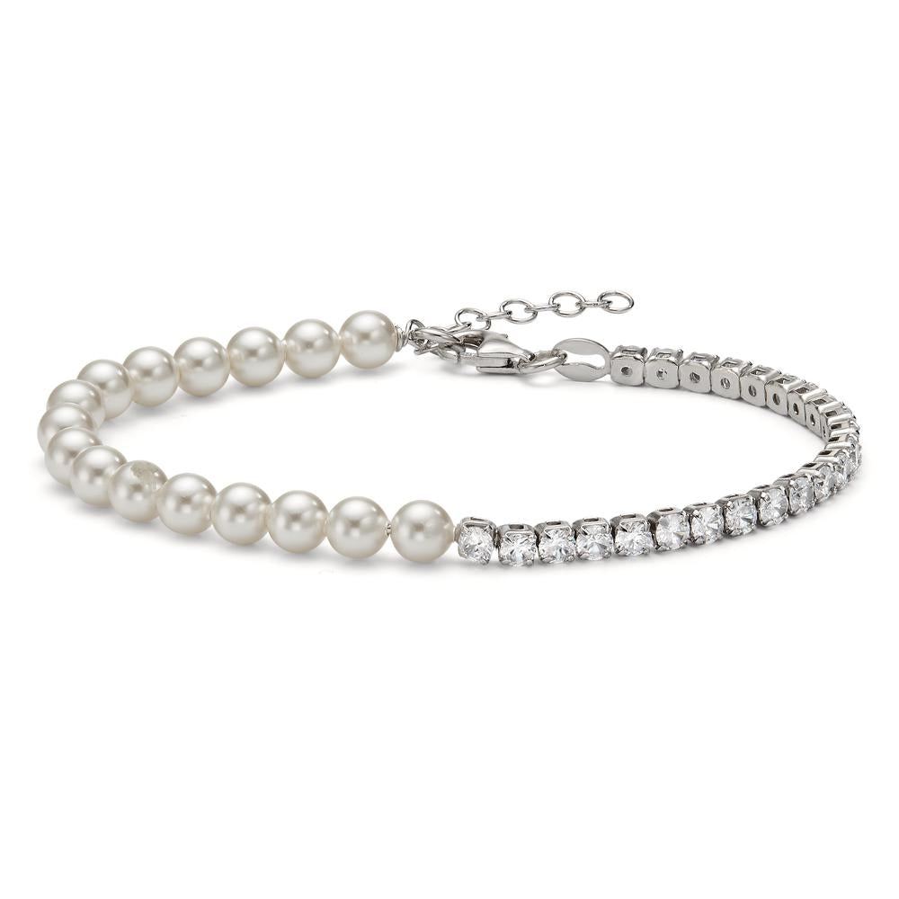 Bracelet Silver Zirconia 23 Stones Rhodium plated Shining pearls 17-19.5 cm