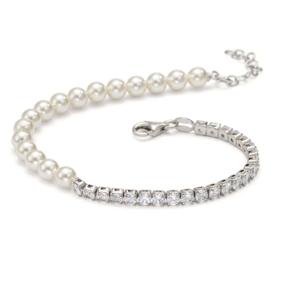 Bracelet Silver Zirconia 23 Stones Rhodium plated Shining pearls 17-19.5 cm