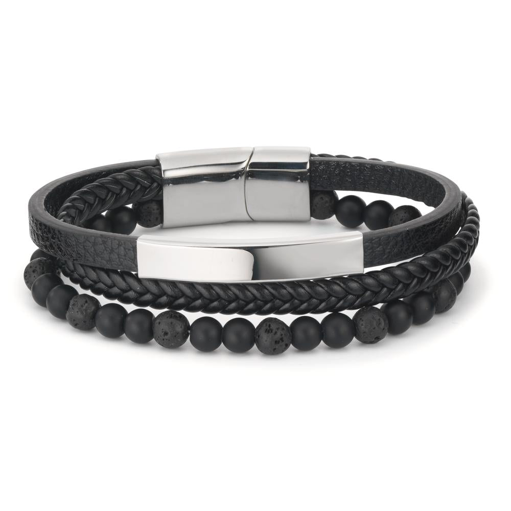 Engravable bracelet Stainless steel, Artificial leather Lava 20.5 cm