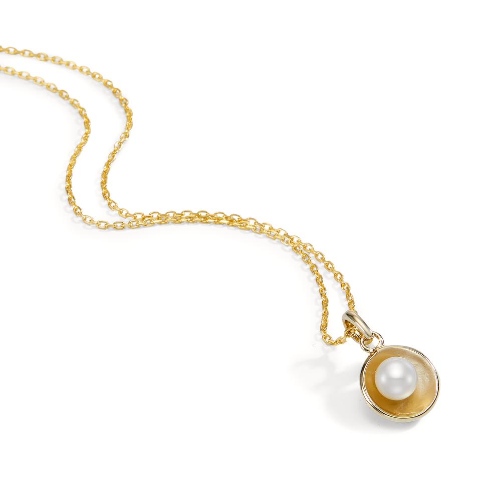 Pendant Silver Yellow Gold plated Freshwater pearl Ø12 mm