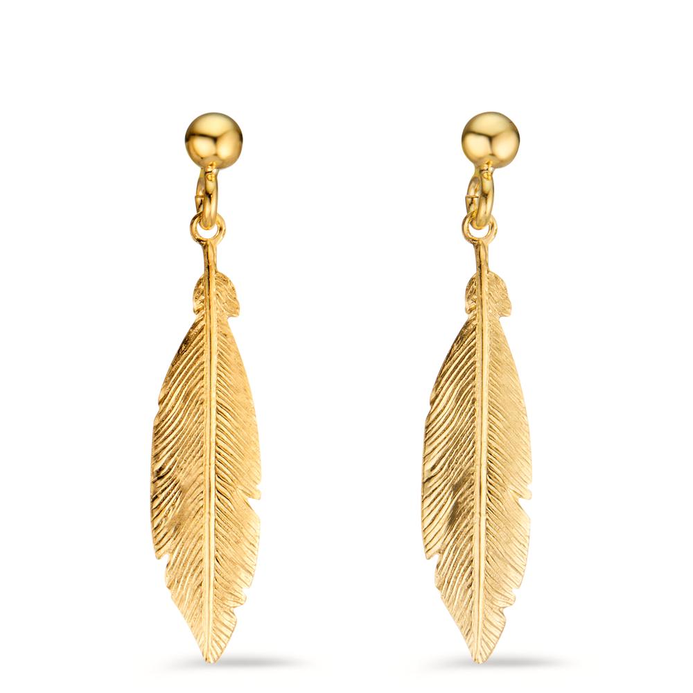 Drop Earrings Silver Yellow Gold plated Feather