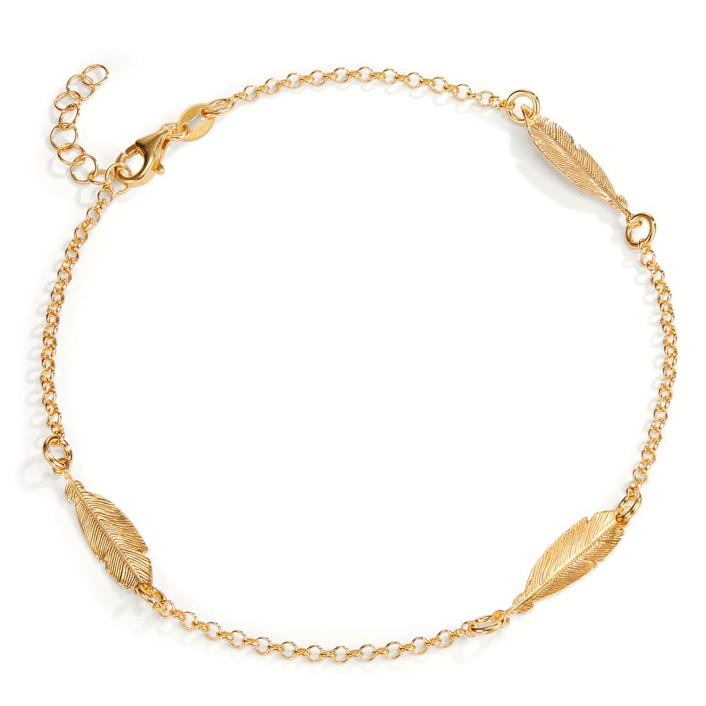 Anklet Silver Yellow Gold plated Feather 22.5-25 cm