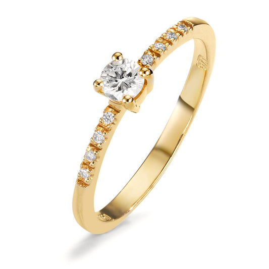 Solitaire ring 18k Yellow Gold Diamond 0.24 ct, 9 Stones, w-si