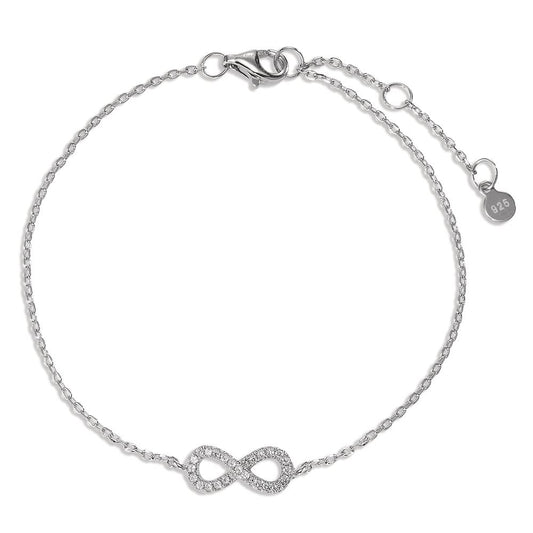 Bracelet Silver Zirconia Rhodium plated Infinity 16-20 cm