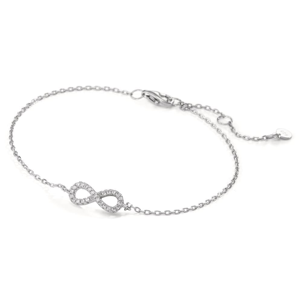 Bracelet Silver Zirconia Rhodium plated Infinity 16-20 cm