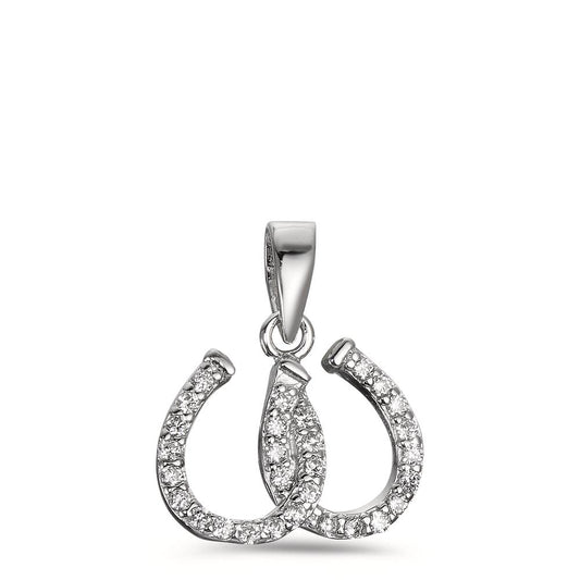 Pendant Silver Zirconia White Rhodium plated Horseshoe