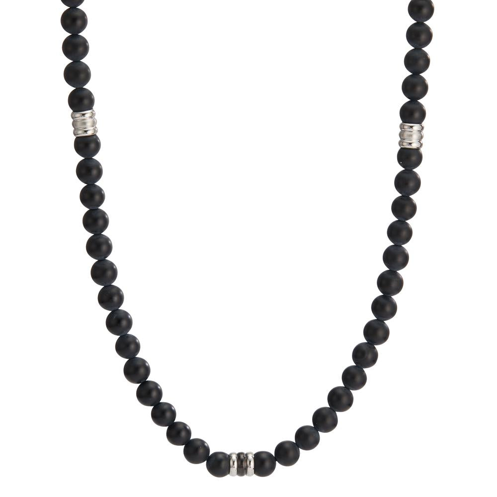 Necklace Stainless steel Agate Black 50 cm Ø6.5 mm