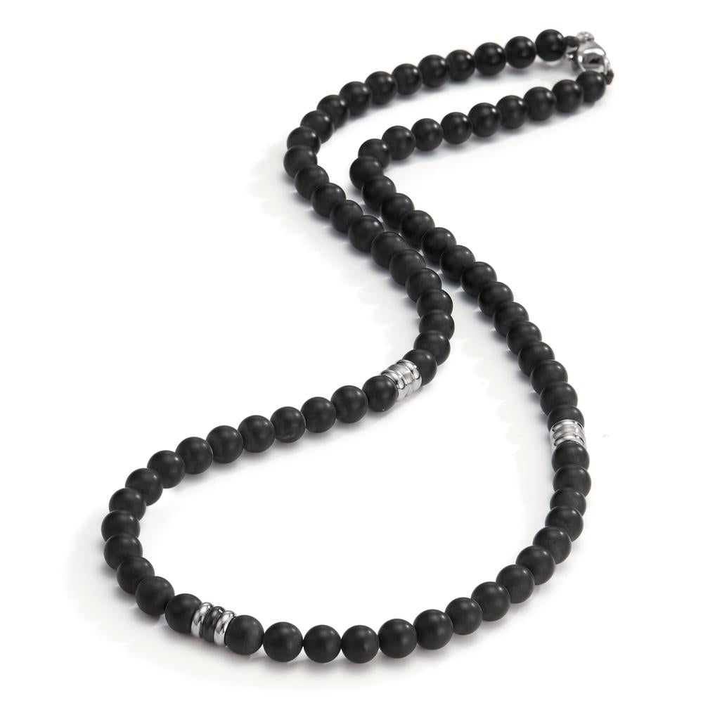 Necklace Stainless steel Agate Black 50 cm Ø6.5 mm