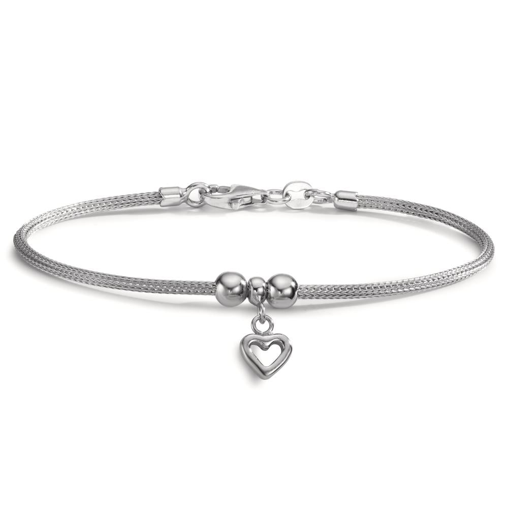 Bracelet Silver Rhodium plated Heart 18.5 cm