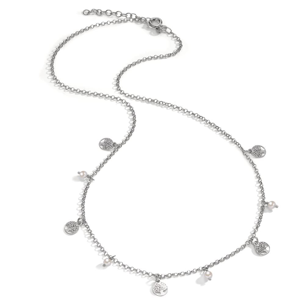 Necklace Silver Rhodium plated Shining pearls Tree Of Life 42-45 cm