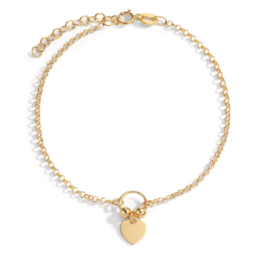 Bracelet Silver Yellow Gold plated Heart 17-20 cm