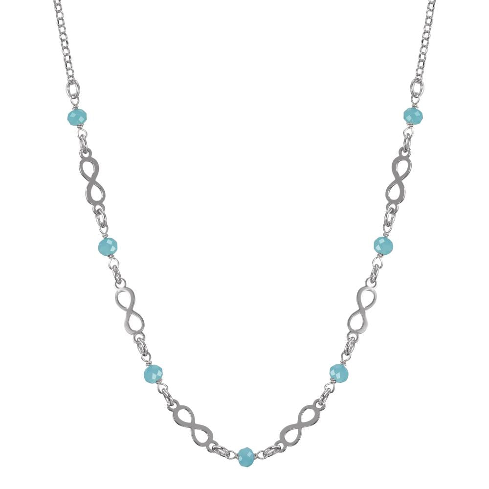 Necklace Silver Crystal Aqua, 7 Stones Rhodium plated Infinity 42-45 cm