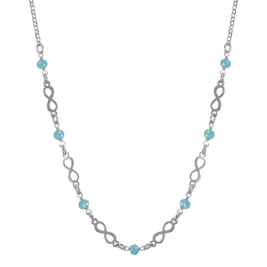 Necklace Silver Crystal Aqua, 7 Stones Rhodium plated Infinity 42-45 cm