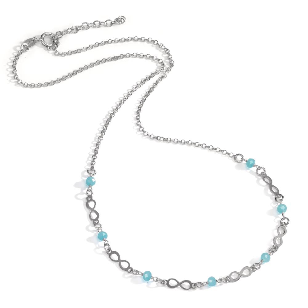 Necklace Silver Crystal Aqua, 7 Stones Rhodium plated Infinity 42-45 cm