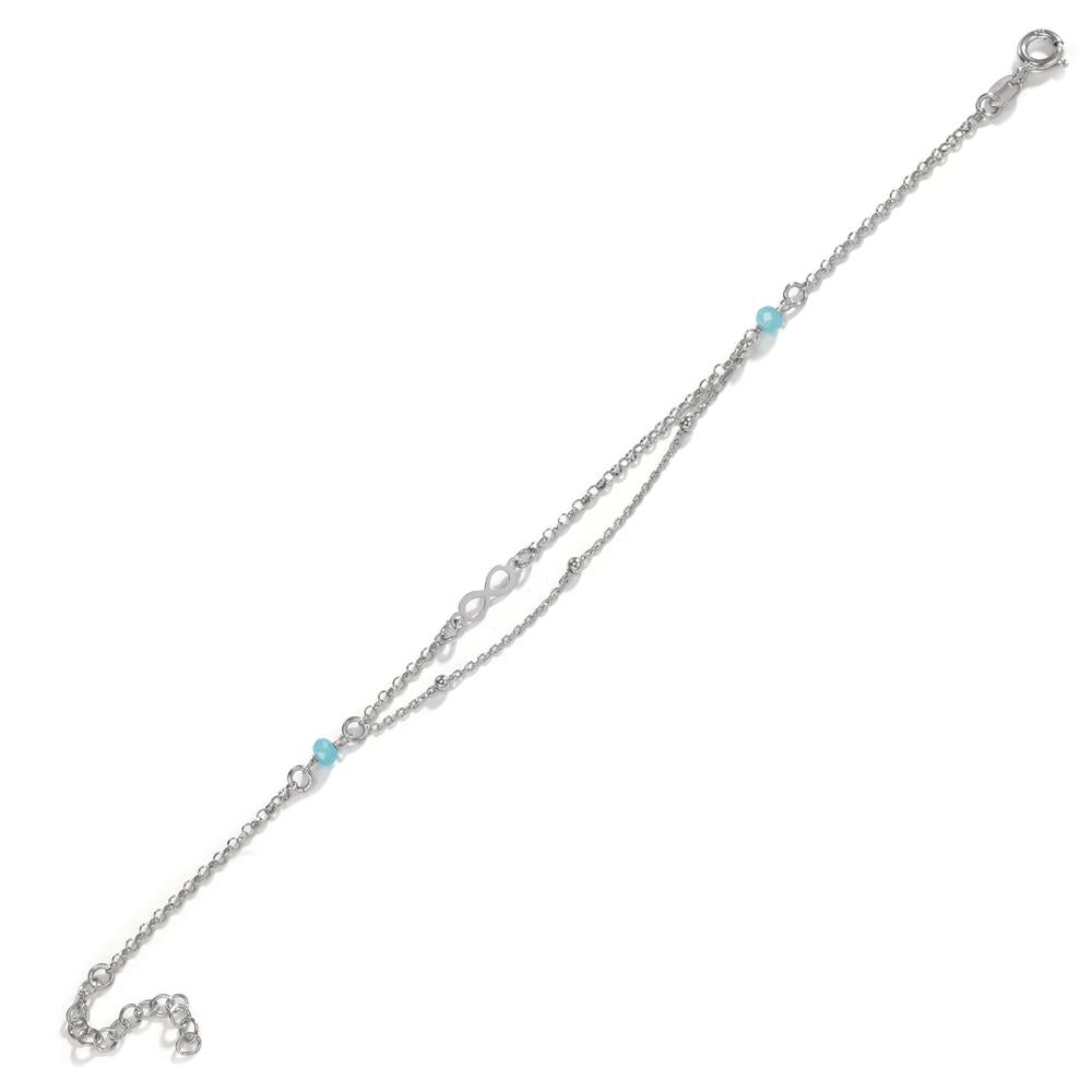 Bracelet Silver Crystal Aqua, 2 Stones Rhodium plated Infinity 17-20 cm