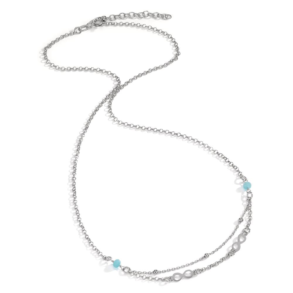 Necklace Silver Crystal Aqua, 2 Stones Rhodium plated Infinity 38-41 cm