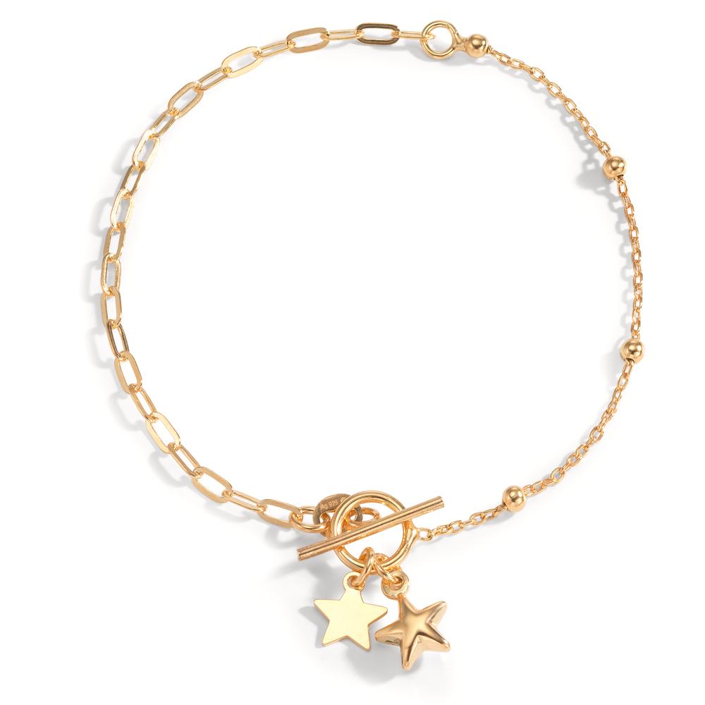 Bracelet Silver Yellow Gold plated Star 19 cm