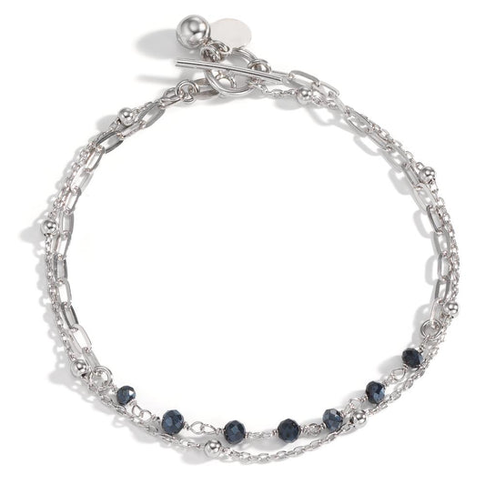 Bracelet Silver Crystal Black, 7 Stones Rhodium plated 19 cm