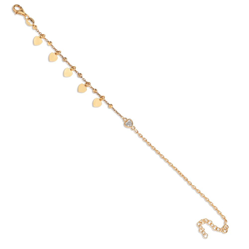 Bracelet Silver Crystal Yellow Gold plated Heart 17-20 cm