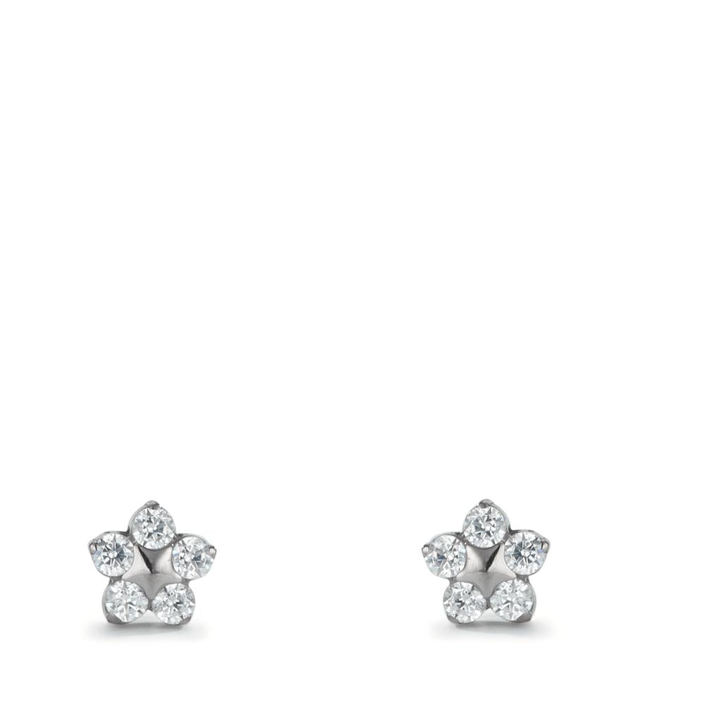 Stud earrings Titanium Zirconia 5 Stones Flower Ø4.5 mm