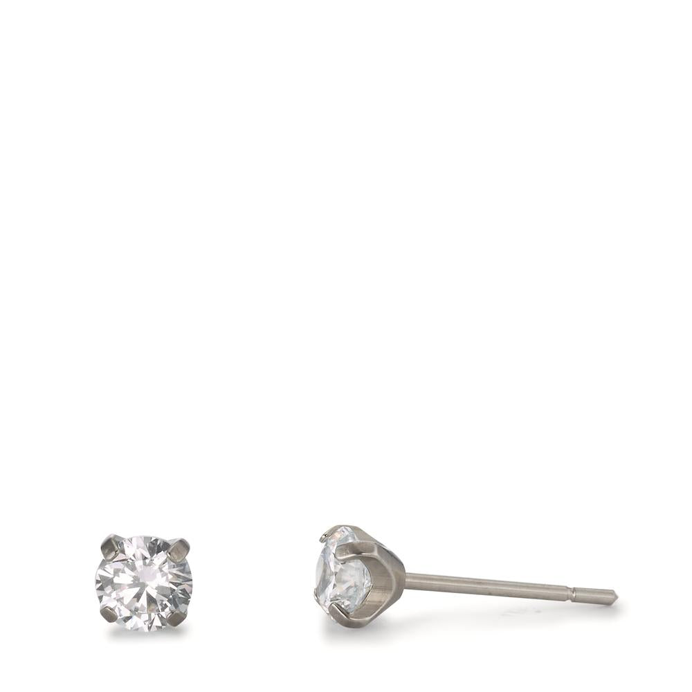 Stud earrings Titanium Zirconia 2 Stones Ø4.5 mm