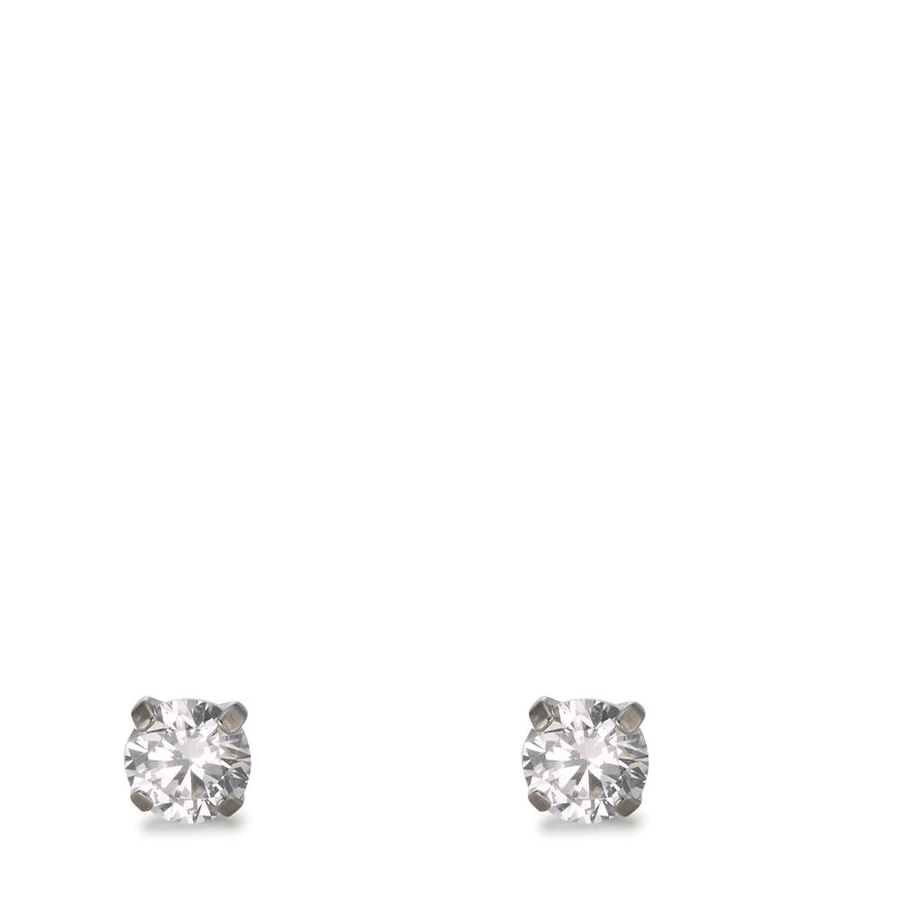 Stud earrings Titanium Zirconia 2 Stones Ø4.5 mm