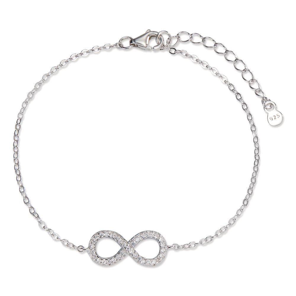 Bracelet Silver Zirconia Rhodium plated Infinity 17-20 cm