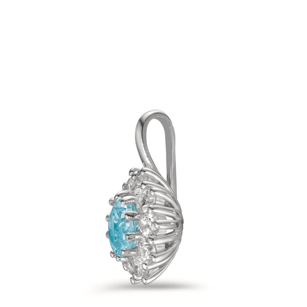 Pendant Silver Topaz, Zirconia White, 10 Stones Rhodium plated Ø10 mm