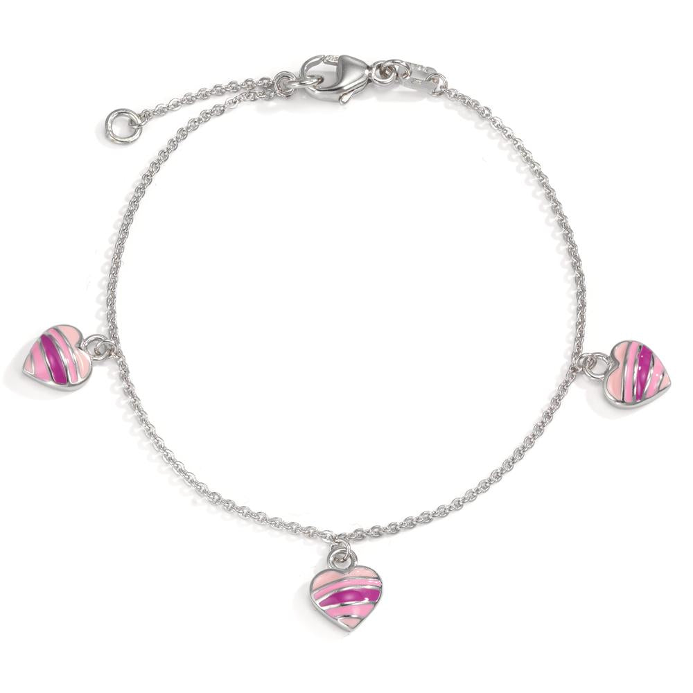 Bracelet Silver Rhodium plated Heart 15-17 cm