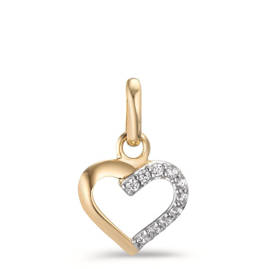 Pendant 18k Yellow Gold Zirconia 10 Stones Heart Ø8.5 mm