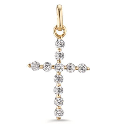 Pendant 18k Yellow Gold Zirconia 11 Stones Cross