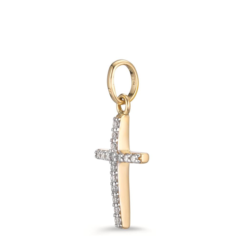 Pendant 18k Yellow Gold Zirconia 16 Stones Cross