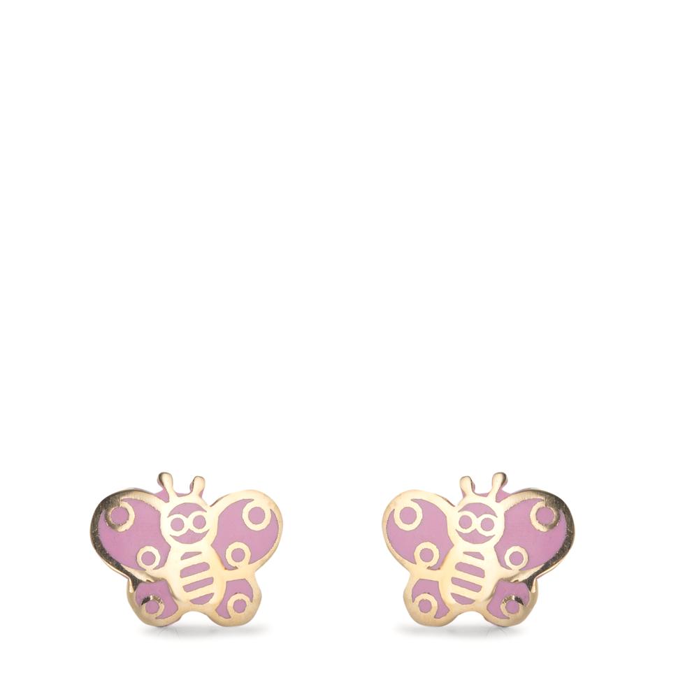 Stud earrings 9k Yellow Gold Lacquered Butterfly Ø5.5 mm