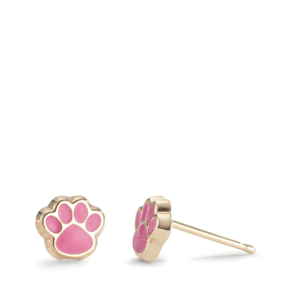 Stud earrings 9k Yellow Gold Lacquered Paw Ø5.5 mm