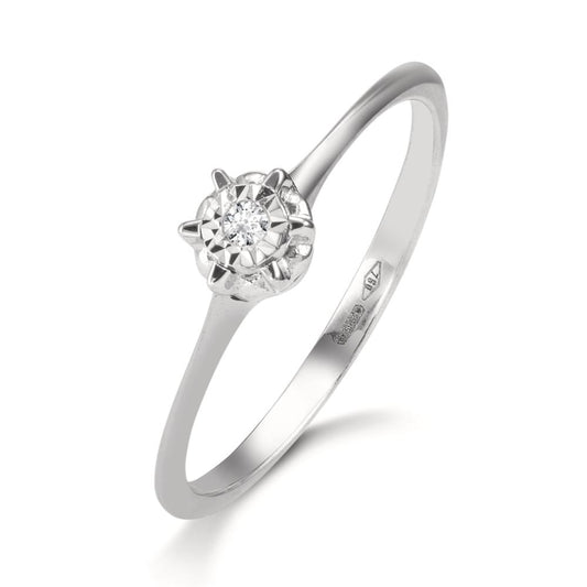 Solitaire ring 18k White Gold Diamond 0.015 ct, w-si Ø4.5 mm