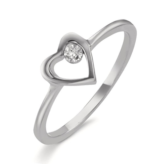 Ring 18k White Gold Diamond 0.005 ct, w-si Heart Ø6.5 mm