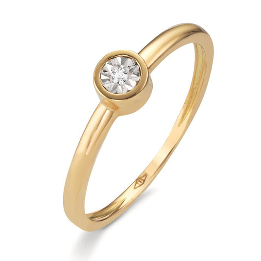 Solitaire ring 18k Yellow Gold Diamond 0.015 ct, w-si Ø4.5 mm