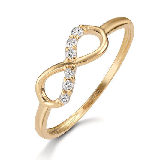 Ring 18k Yellow Gold Diamond 0.06 ct, 6 Stones, w-si Infinity