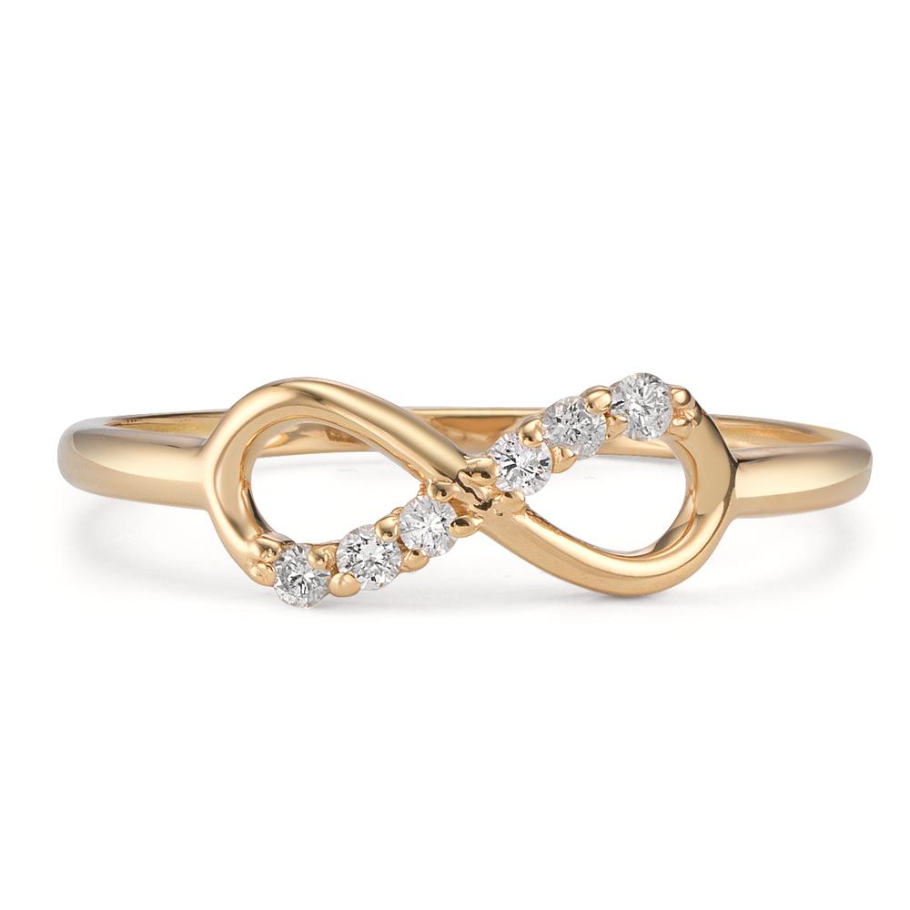 Ring 18k Yellow Gold Diamond 0.06 ct, 6 Stones, w-si Infinity