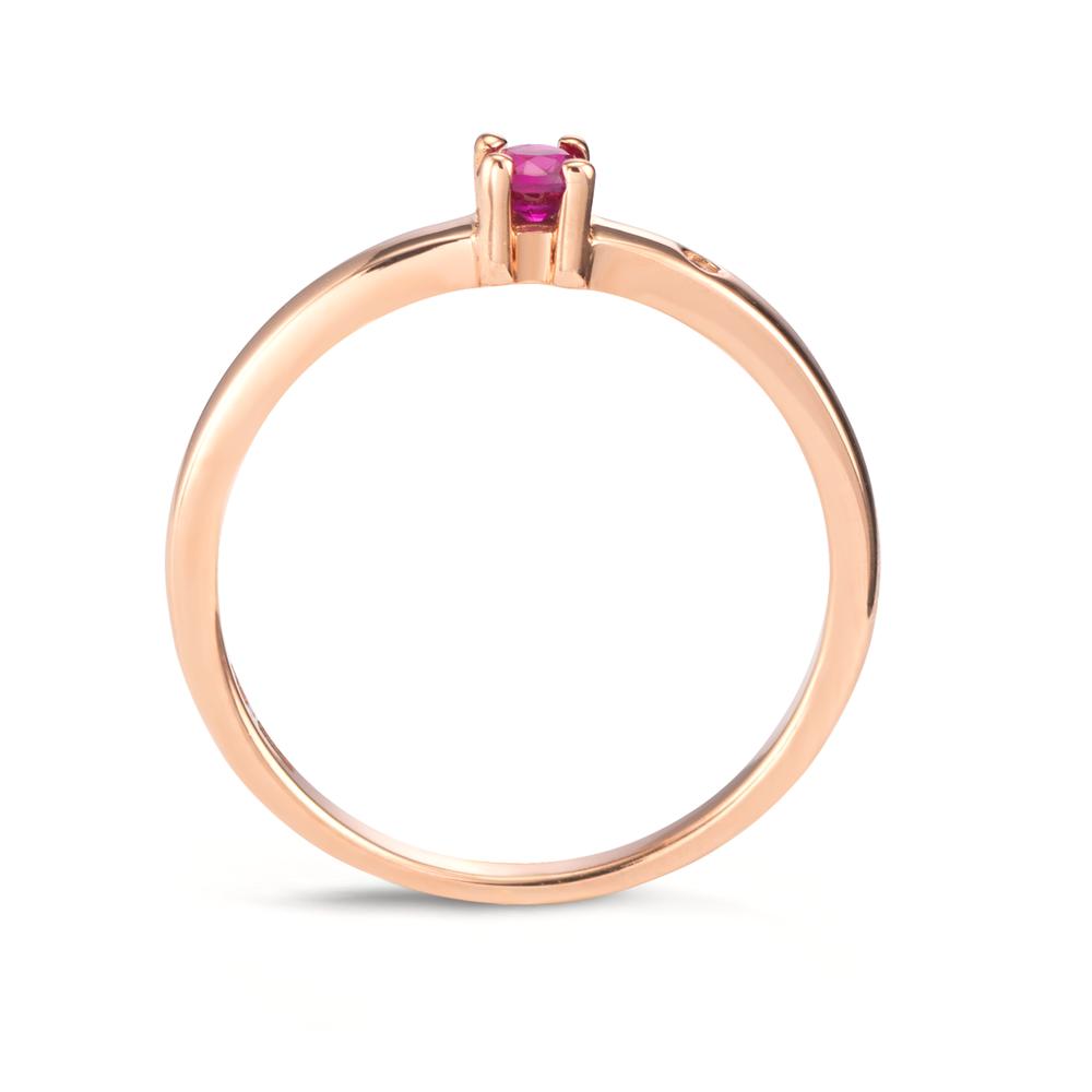 Solitaire ring 18k Red Gold Ruby 2 Stones